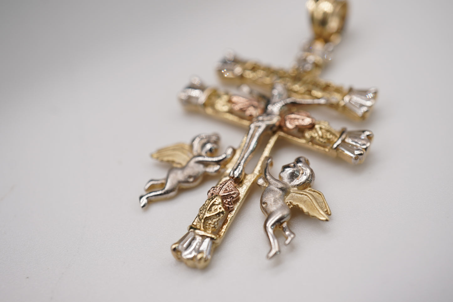 14k Tri-Colored Cross 2”