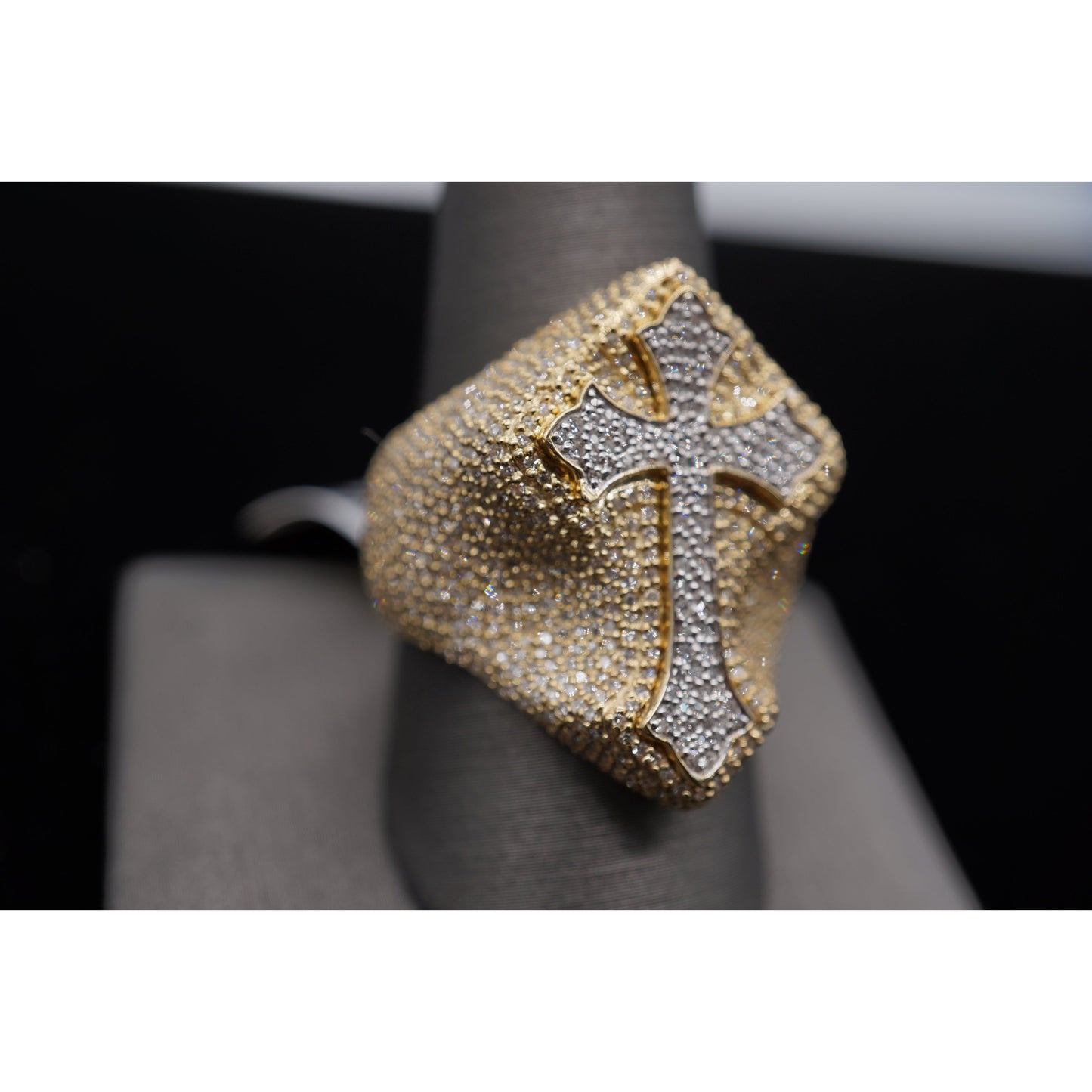 10k Diamond Cross Rings