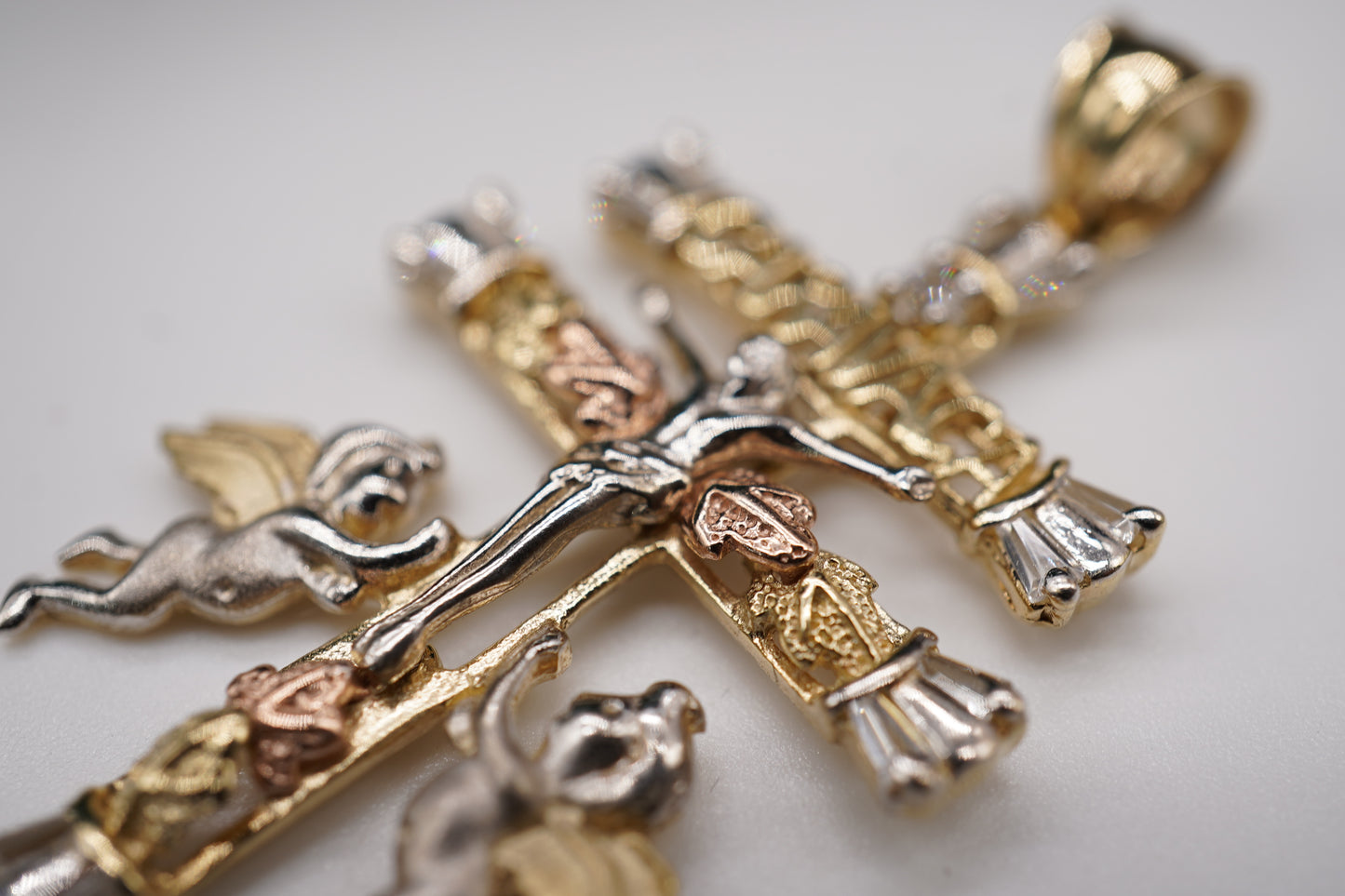 14k Tri-Colored Cross 2”