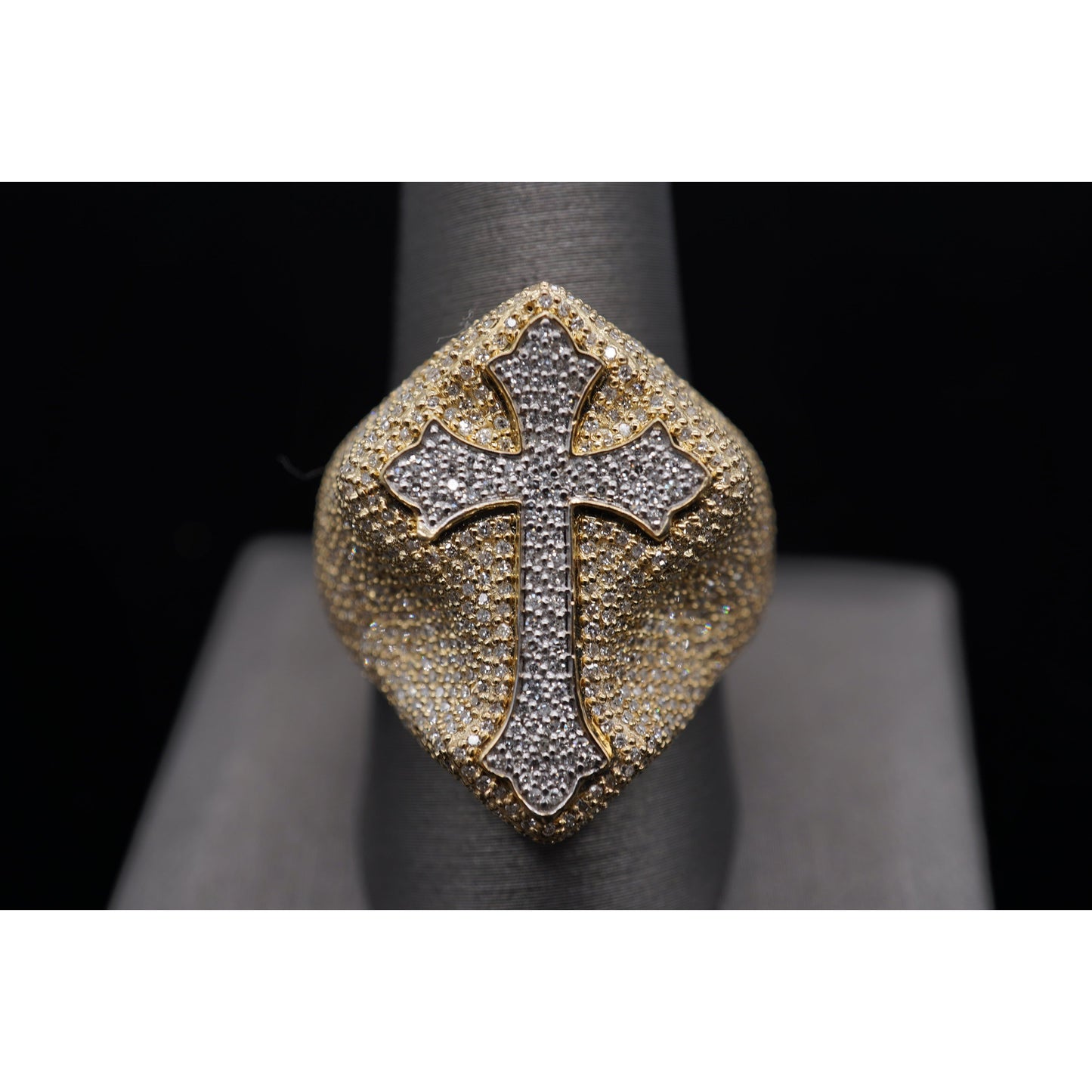 10k Diamond Cross Rings