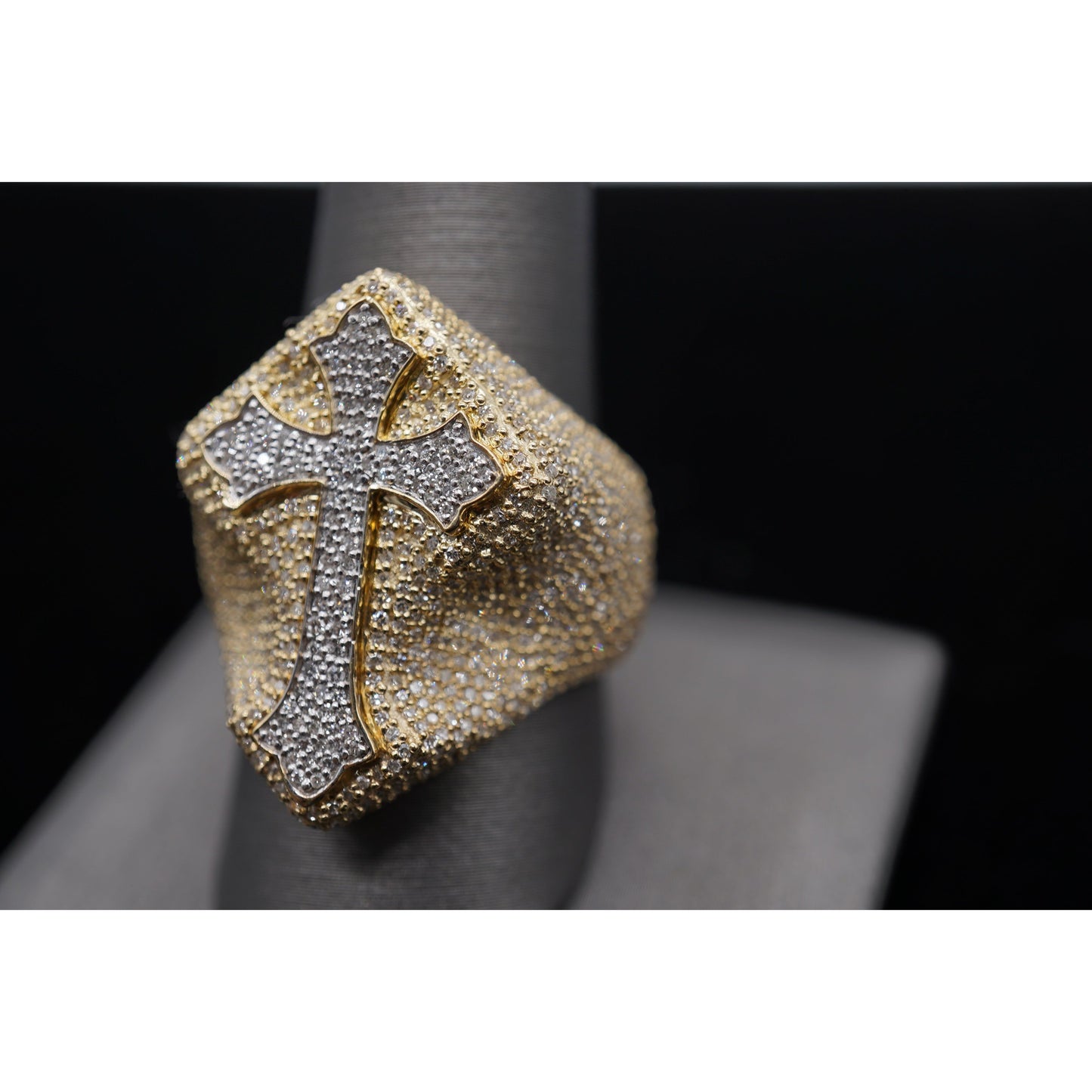 10k Diamond Cross Rings