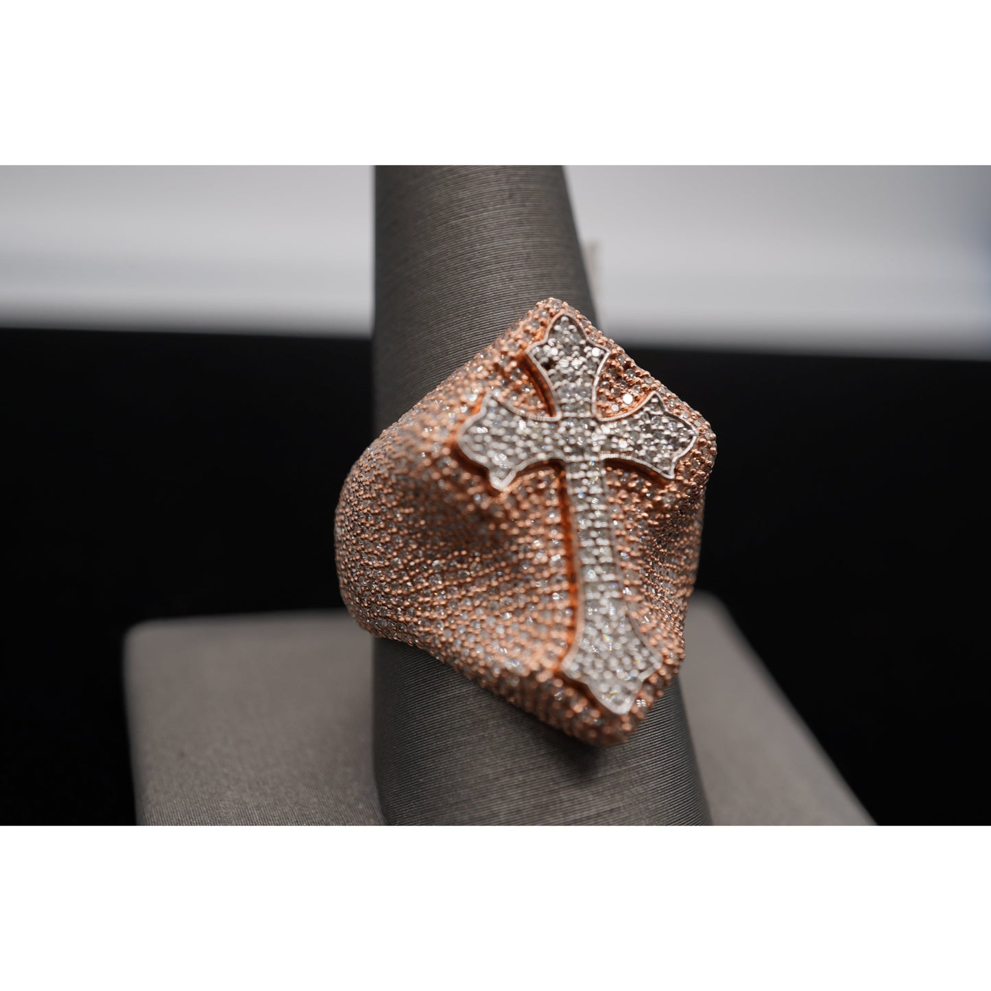 10k Diamond Cross Rings