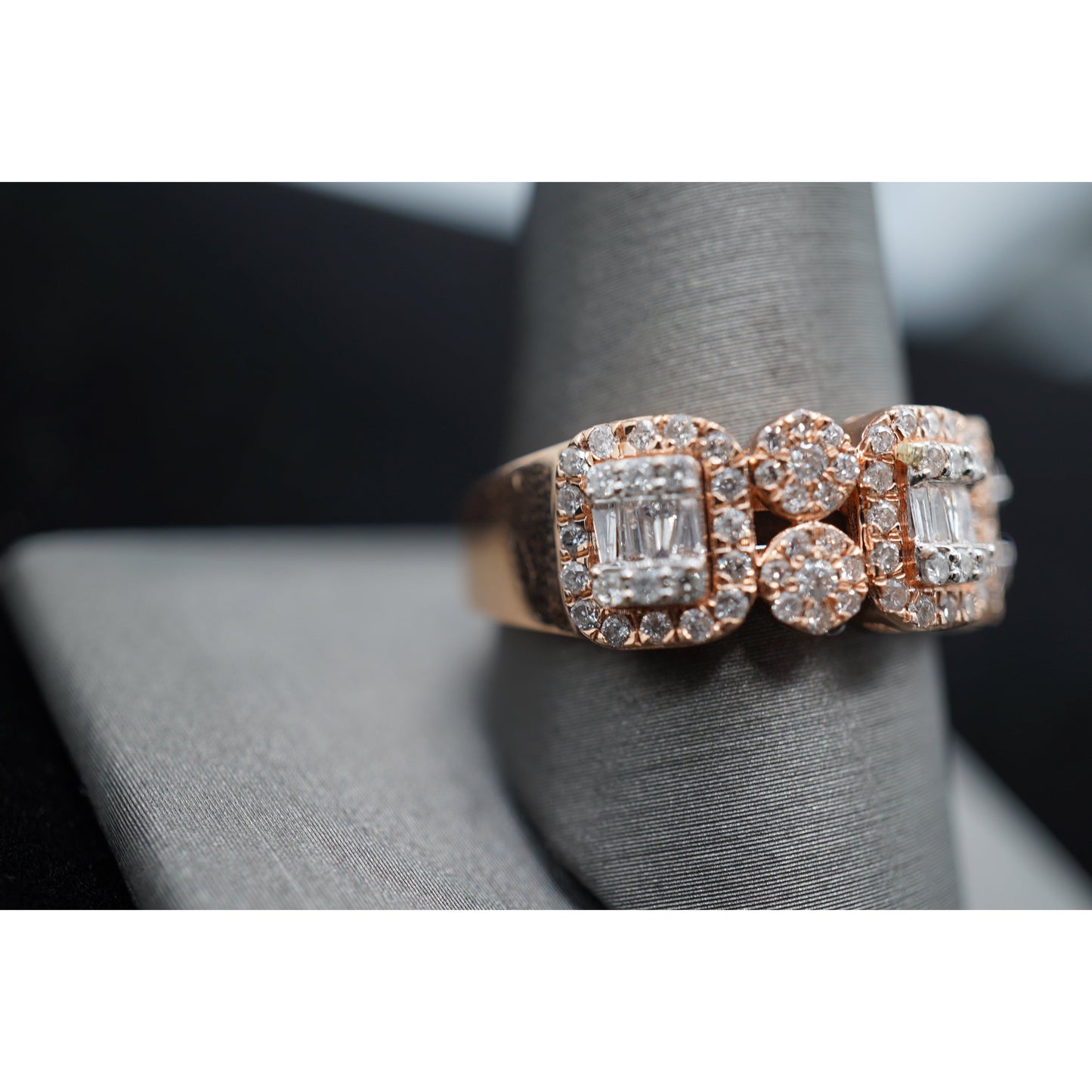 14k Rose Diamond Baguette Style