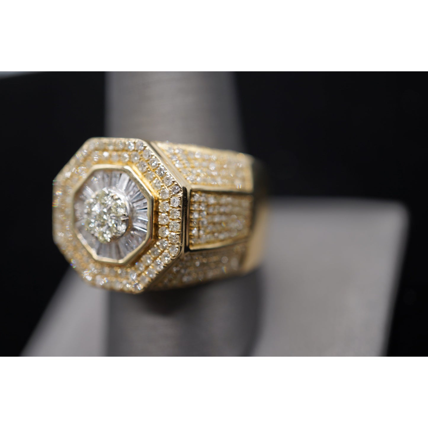 14k Diamond Octagon Ring