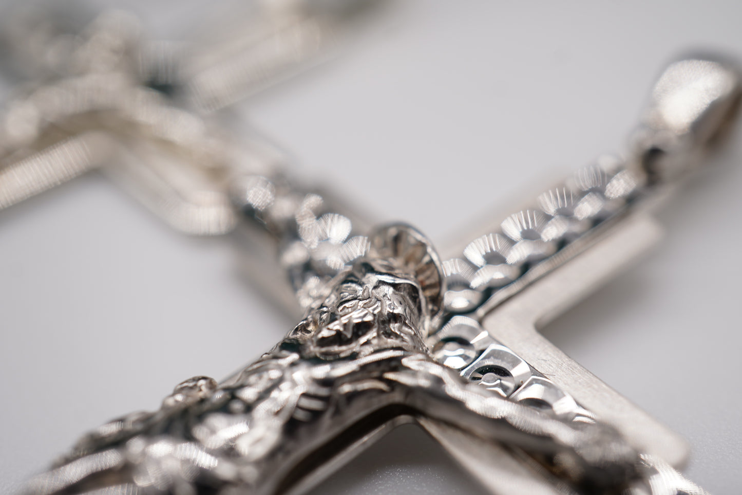 14k White Gold Crucifix 2”