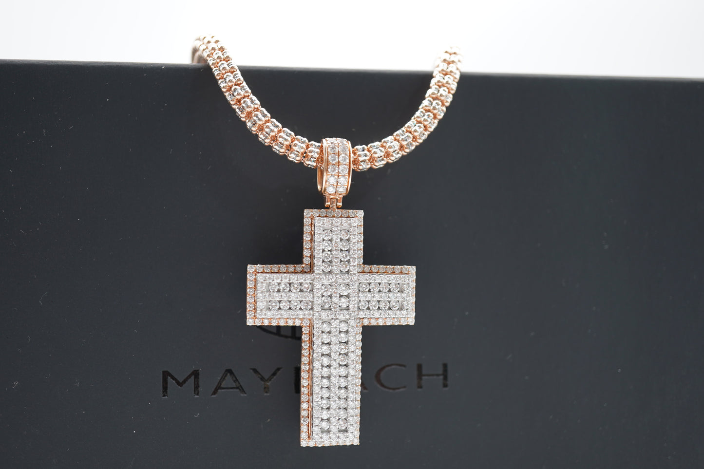 14k Diamond Cross w/ Ice Chain