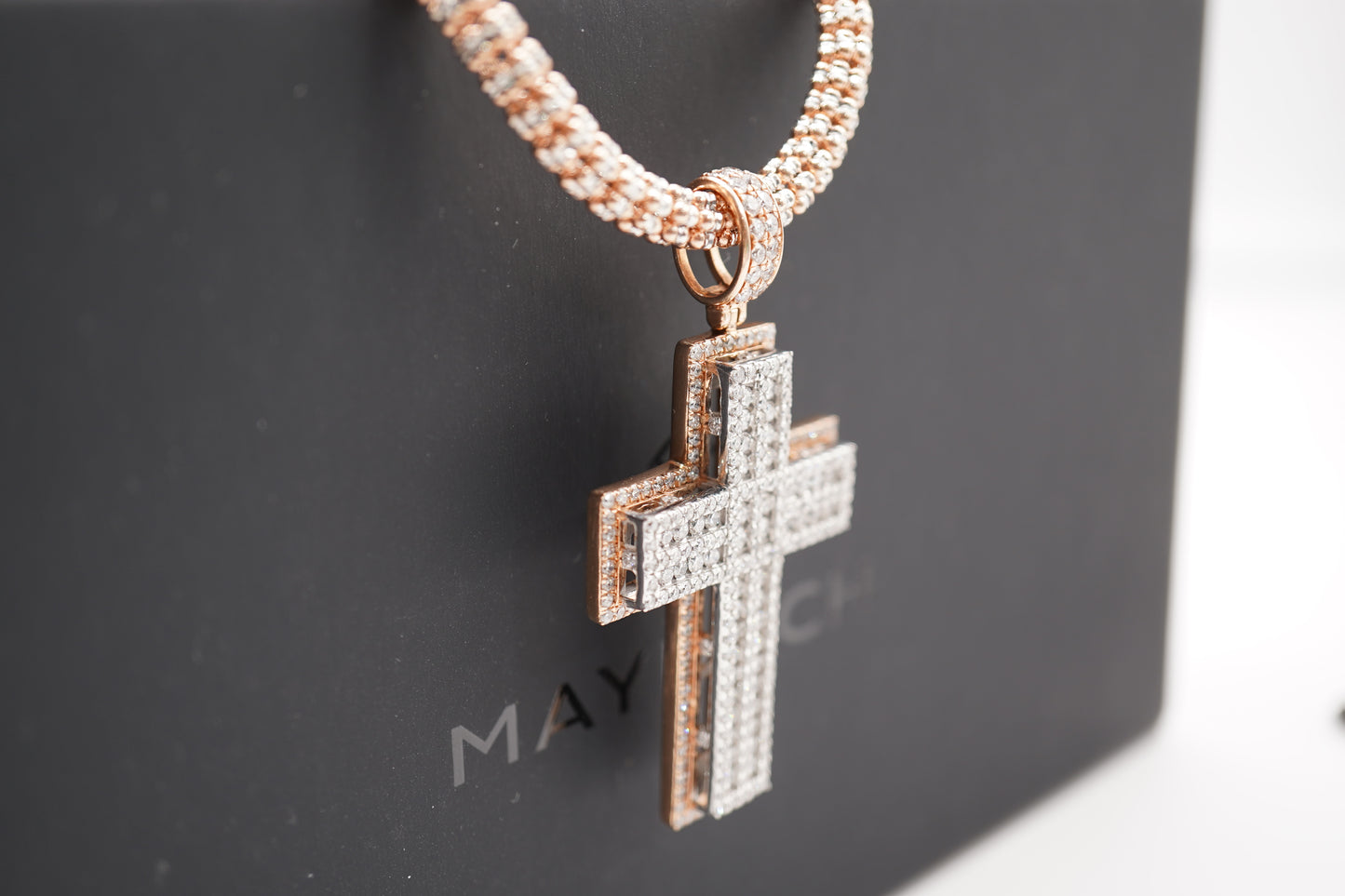 14k Diamond Cross w/ Ice Chain