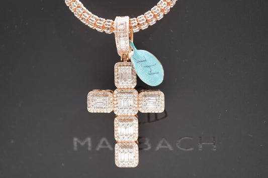 14k Baguette Cross w/ Chain