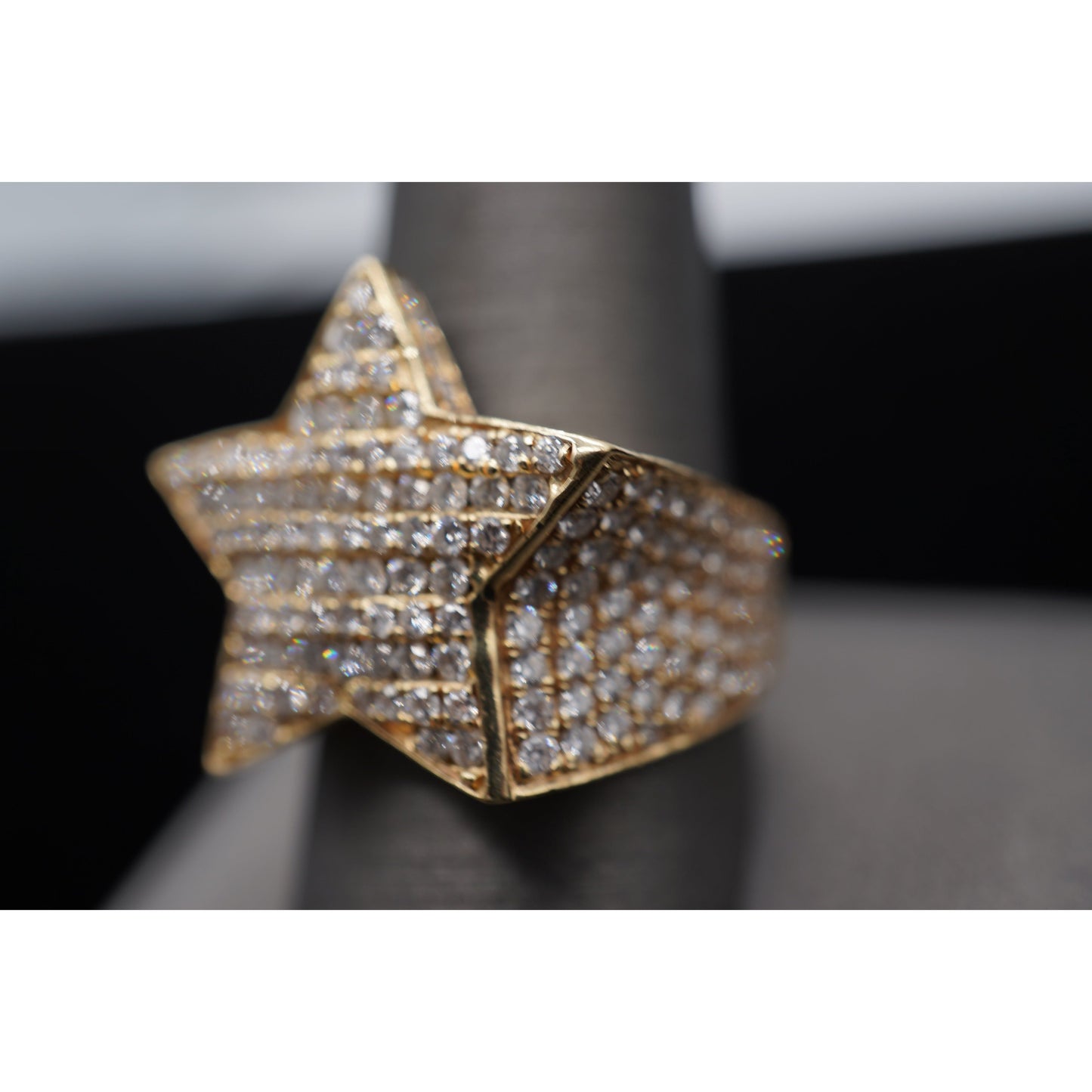 14k Diamond Baguette Star Ring