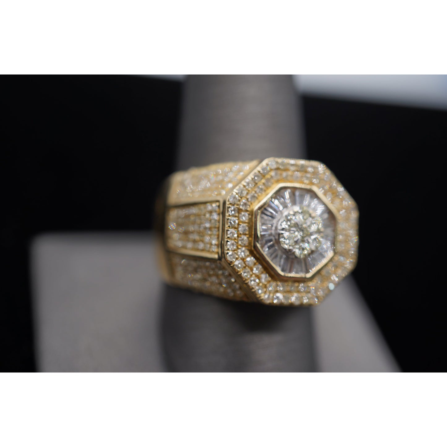 14k Diamond Octagon Ring