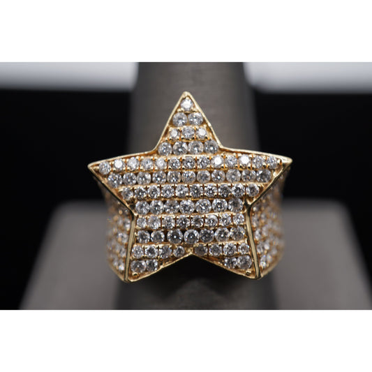 14k Diamond Baguette Star Ring